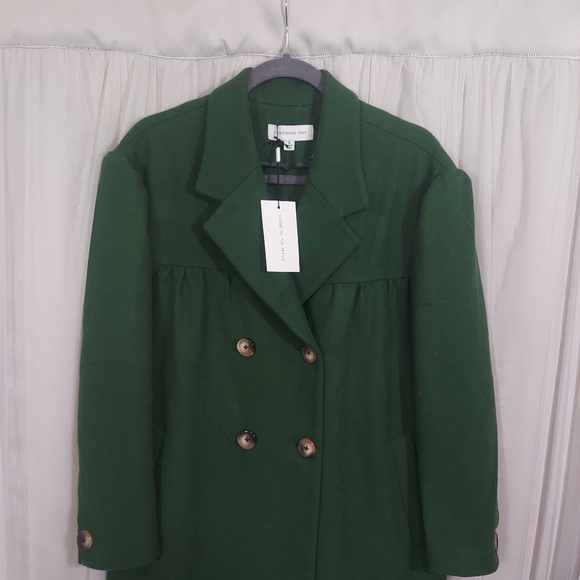 NWT Something Navy Wool Blend Gemma Coat | Green | Size Small - Picture 7 of 13